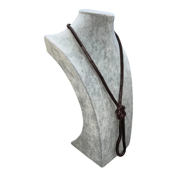 VINTAGE BRONZE/COOPER TONE CHAIN KNOT BOLO TIE 32”‎ NECKLACE WITH KNOT IN PLACE - Picture 4 of 7